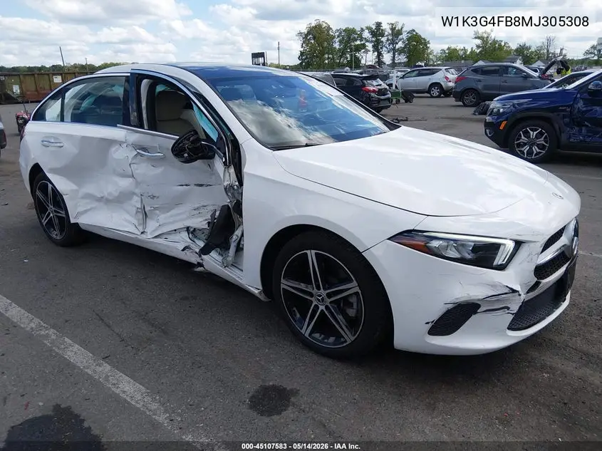 2021 Mercedes-Benz A 220 4Matic VIN: W1K3G4FB8MJ305308 Lot: 45107583