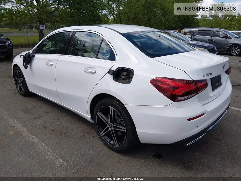 2021 Mercedes-Benz A 220 4Matic VIN: W1K3G4FB8MJ305308 Lot: 45107583