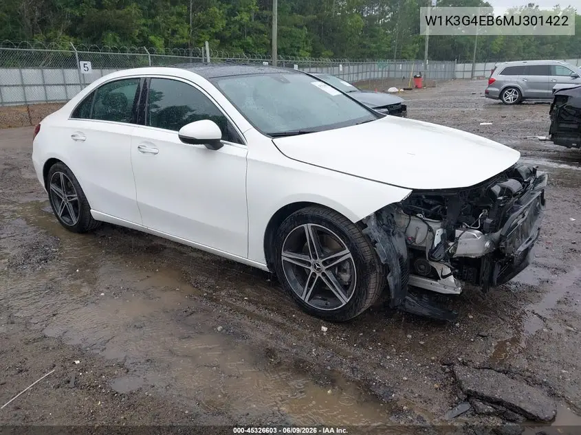 2021 Mercedes-Benz A 220 VIN: W1K3G4EB6MJ301422 Lot: 45326603