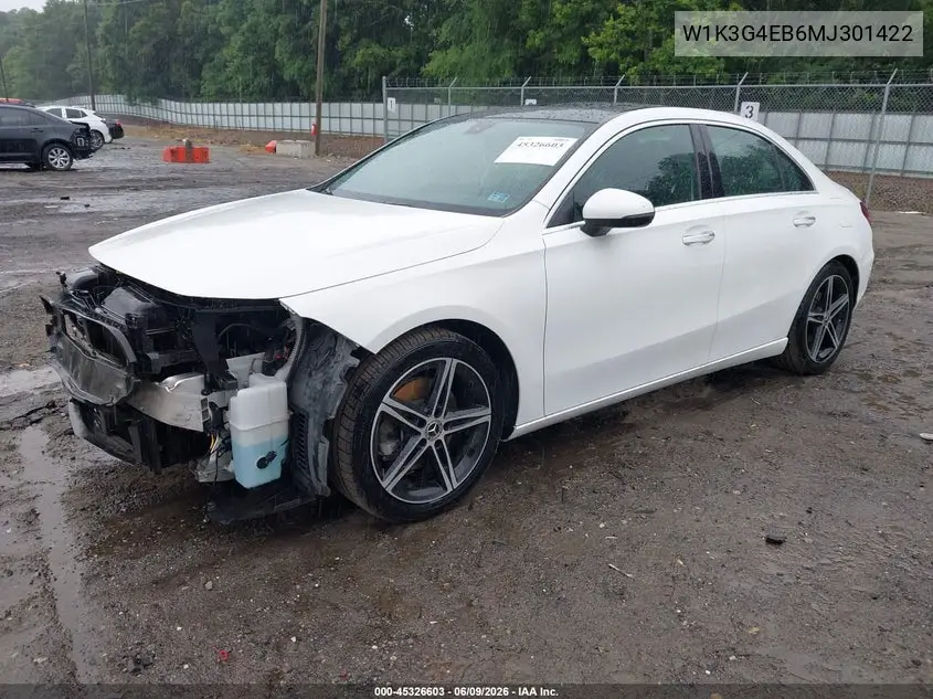 2021 Mercedes-Benz A 220 VIN: W1K3G4EB6MJ301422 Lot: 45326603