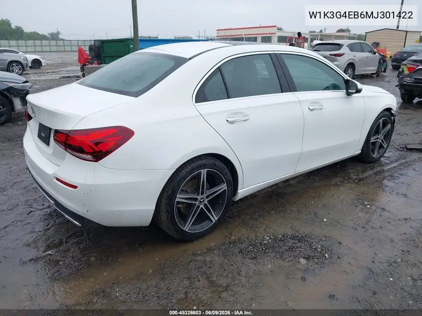 2021 Mercedes-Benz A 220 VIN: W1K3G4EB6MJ301422 Lot: 45326603