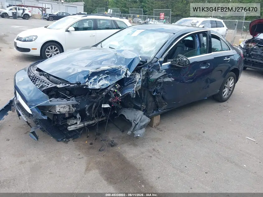 2021 Mercedes-Benz A 220 4Matic VIN: W1K3G4FB2MJ276470 Lot: 45338803
