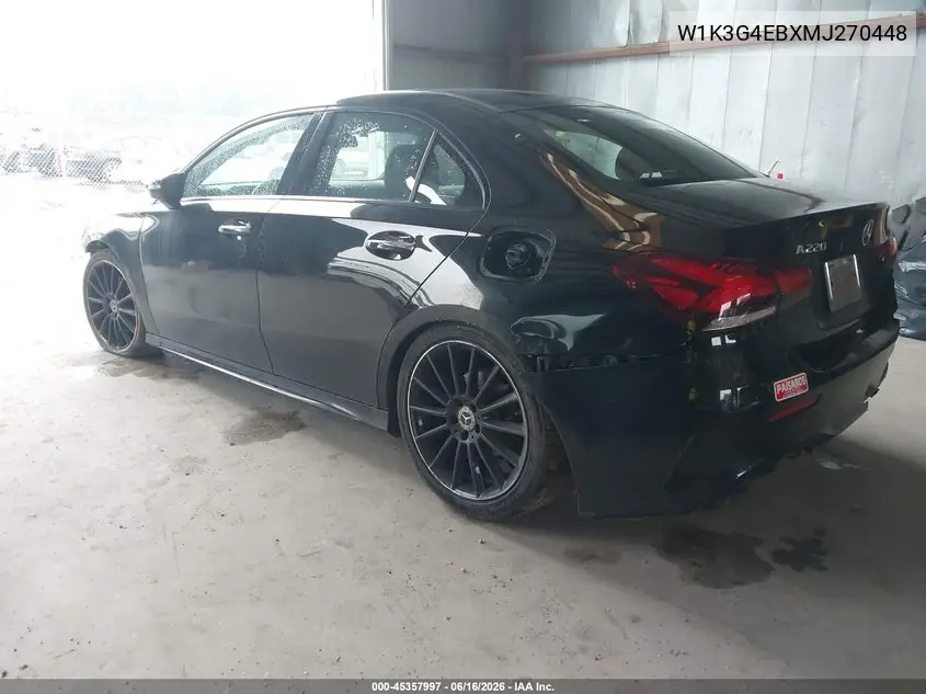 2021 Mercedes-Benz A 220 VIN: W1K3G4EBXMJ270448 Lot: 45357997
