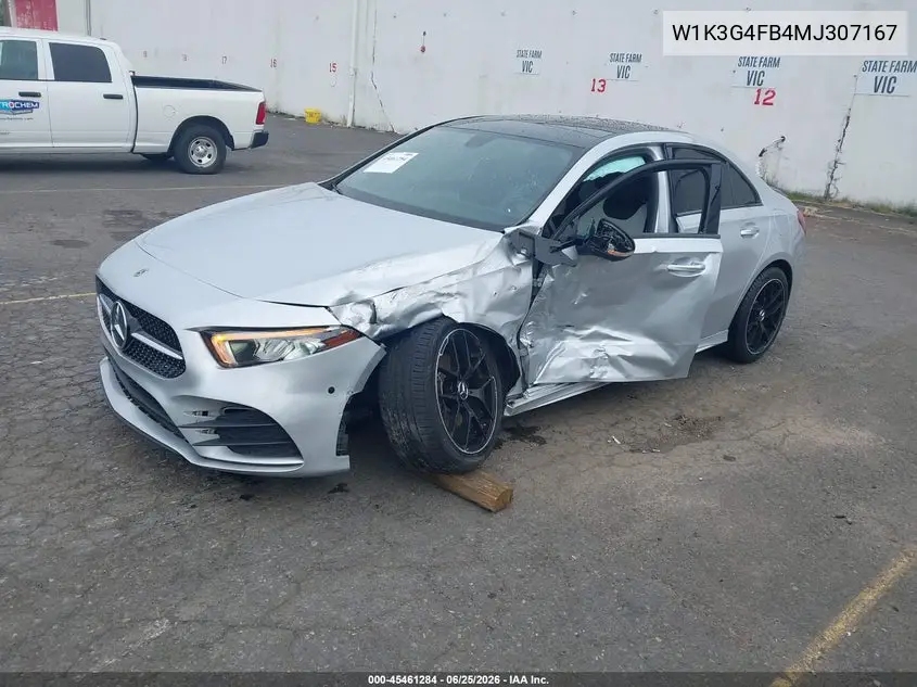 2021 Mercedes-Benz A 220 4Matic VIN: W1K3G4FB4MJ307167 Lot: 45461284