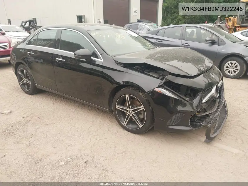 2021 Mercedes-Benz A 220 4Matic VIN: W1K3G4FB9MJ322246 Lot: 45579796