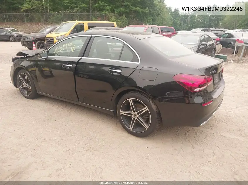 2021 Mercedes-Benz A 220 4Matic VIN: W1K3G4FB9MJ322246 Lot: 45579796