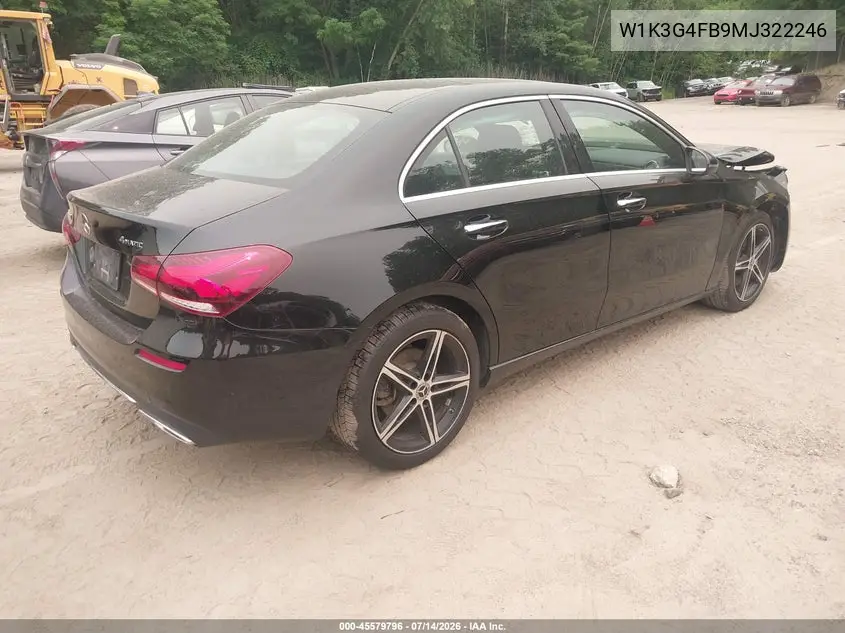 2021 Mercedes-Benz A 220 4Matic VIN: W1K3G4FB9MJ322246 Lot: 45579796