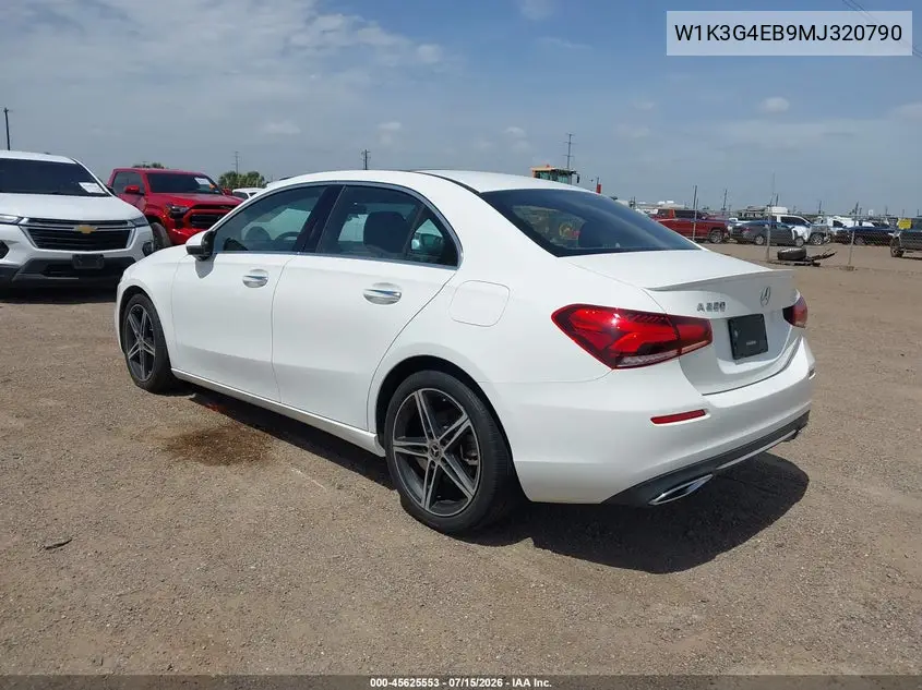 2021 Mercedes-Benz A 220 VIN: W1K3G4EB9MJ320790 Lot: 45625553