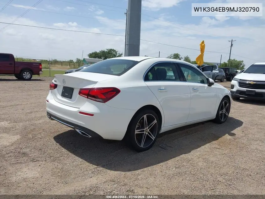 2021 Mercedes-Benz A 220 VIN: W1K3G4EB9MJ320790 Lot: 45625553