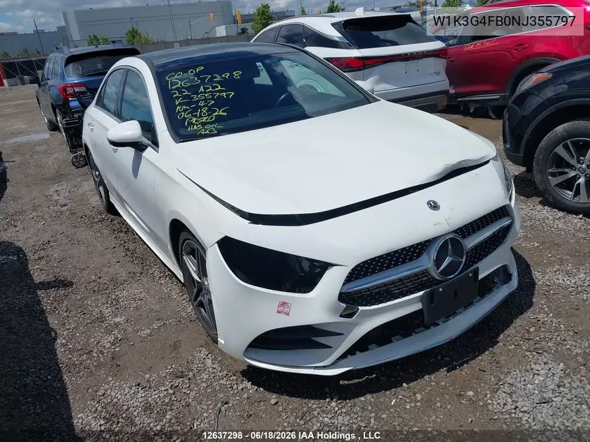 2022 Mercedes-Benz A 220 4Matic VIN: W1K3G4FB0NJ355797 Lot: 12637298