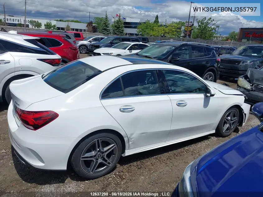 2022 Mercedes-Benz A 220 4Matic VIN: W1K3G4FB0NJ355797 Lot: 12637298