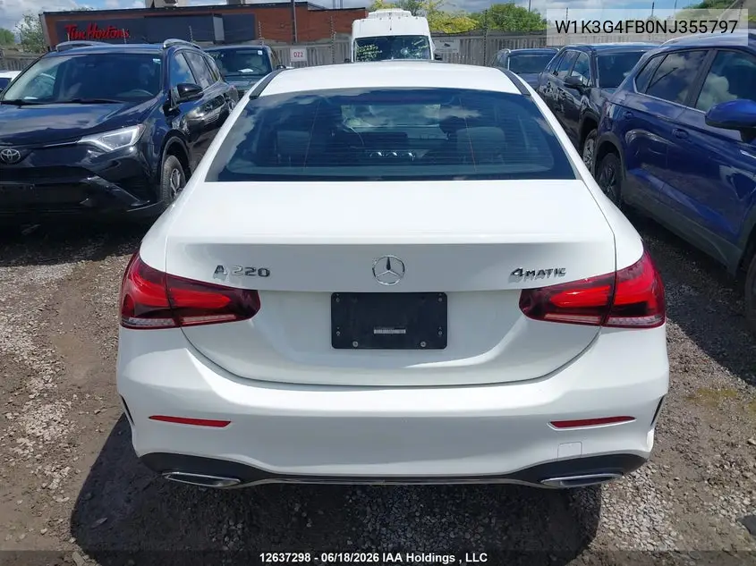2022 Mercedes-Benz A 220 4Matic VIN: W1K3G4FB0NJ355797 Lot: 12637298