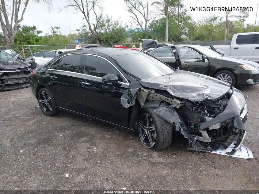 2022 Mercedes-Benz A 220 VIN: W1K3G4EB9NJ368260 Lot: 44728831