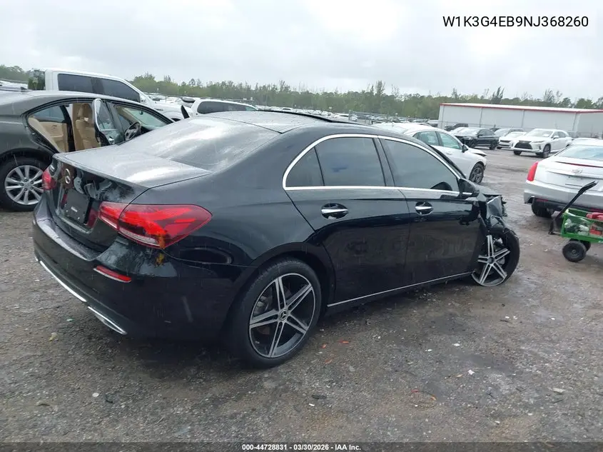 2022 Mercedes-Benz A 220 VIN: W1K3G4EB9NJ368260 Lot: 44728831