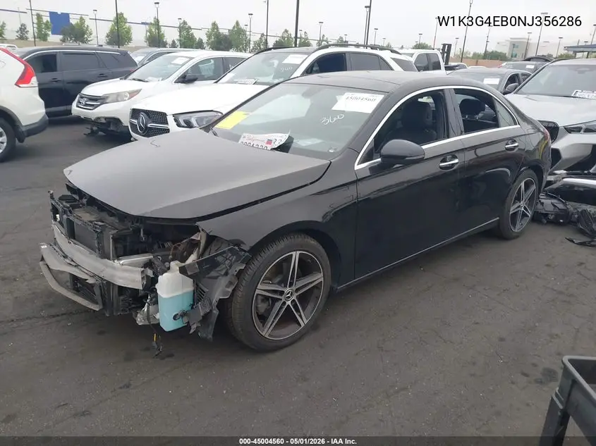 2022 Mercedes-Benz A 220 VIN: W1K3G4EB0NJ356286 Lot: 45004560