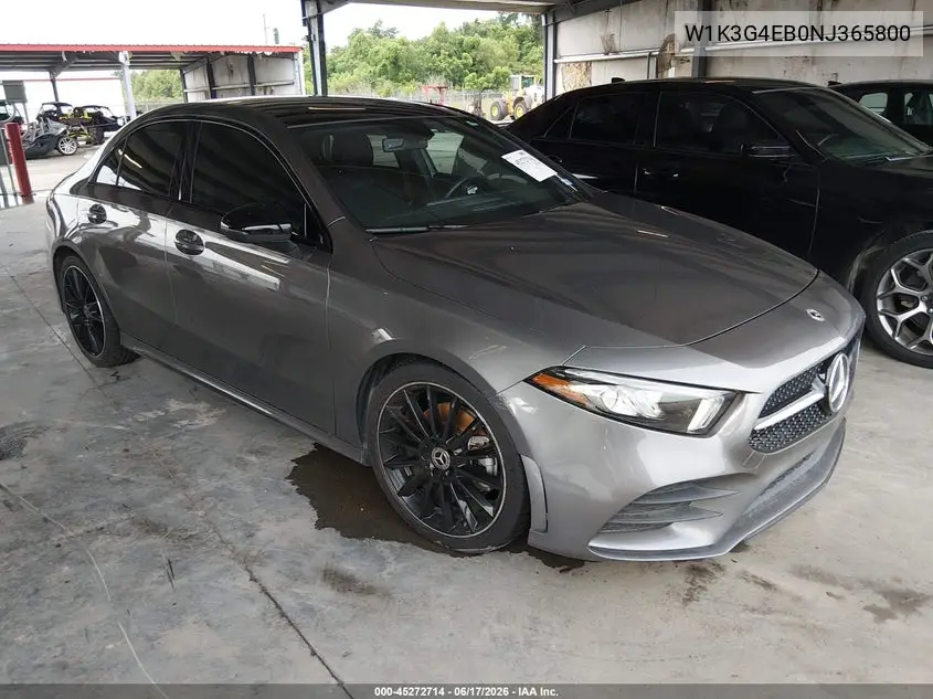 2022 Mercedes-Benz A 220 VIN: W1K3G4EB0NJ365800 Lot: 45272714
