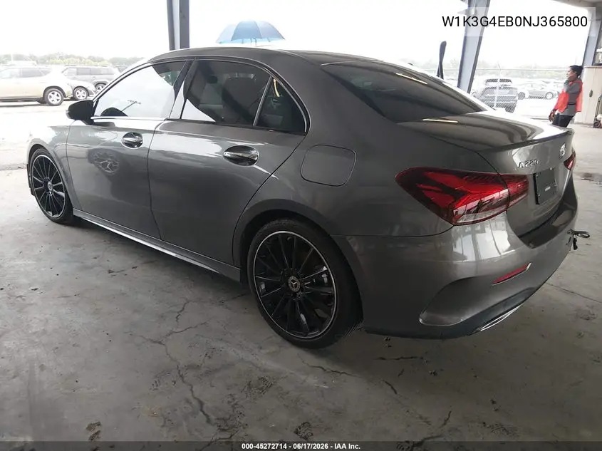 2022 Mercedes-Benz A 220 VIN: W1K3G4EB0NJ365800 Lot: 45272714