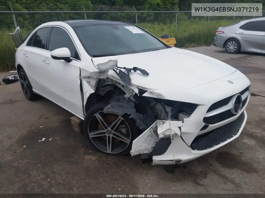 2022 Mercedes-Benz A 220 VIN: W1K3G4EB5NJ371219 Lot: 45316333