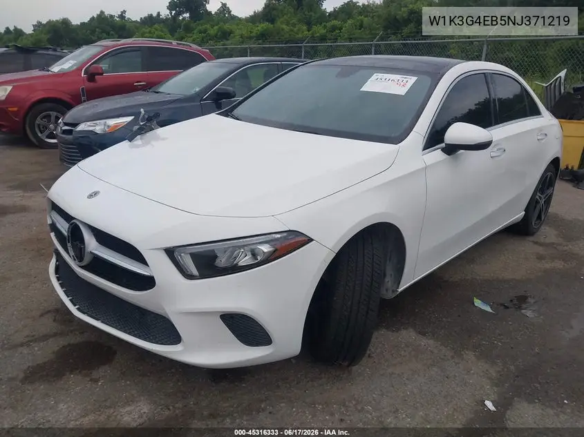 2022 Mercedes-Benz A 220 VIN: W1K3G4EB5NJ371219 Lot: 45316333