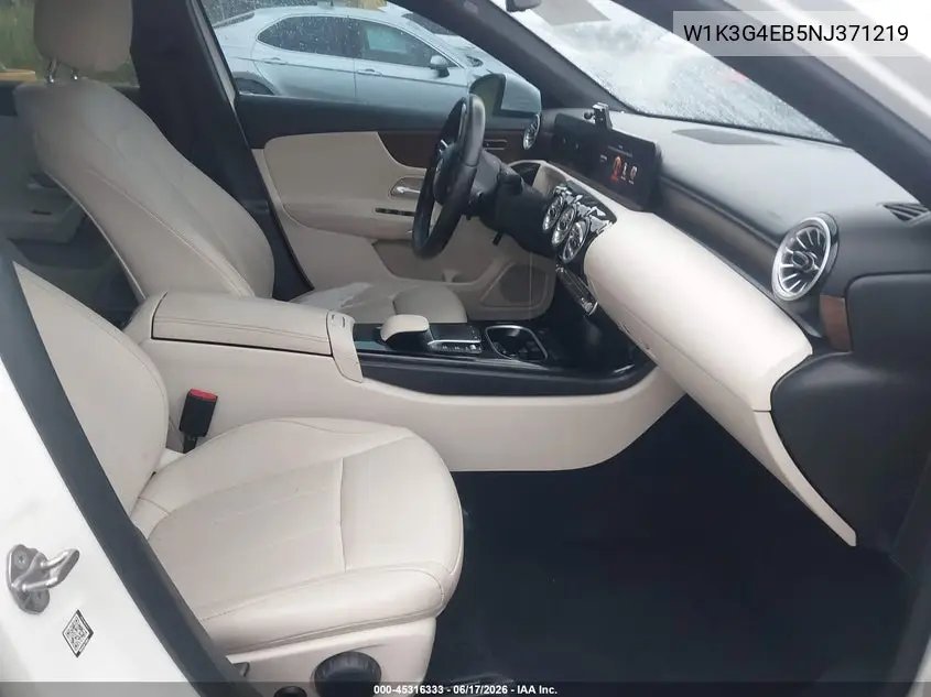 2022 Mercedes-Benz A 220 VIN: W1K3G4EB5NJ371219 Lot: 45316333