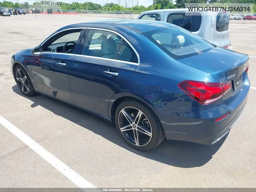 2022 Mercedes-Benz A 220 VIN: W1K3G4EB7NJ366314 Lot: 45396959