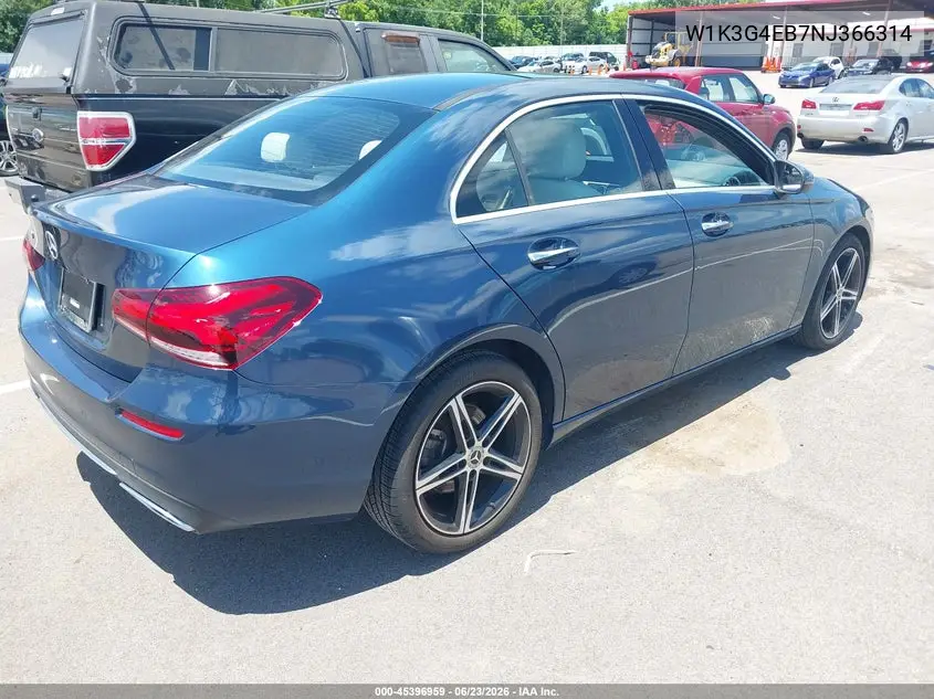 2022 Mercedes-Benz A 220 VIN: W1K3G4EB7NJ366314 Lot: 45396959