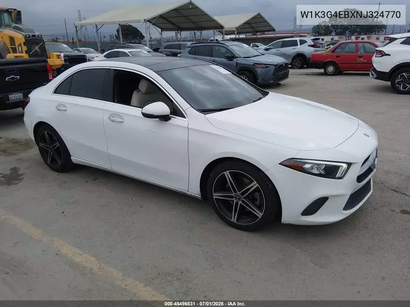 2022 Mercedes-Benz A 220 VIN: W1K3G4EBXNJ324770 Lot: 45496531