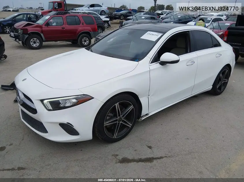 2022 Mercedes-Benz A 220 VIN: W1K3G4EBXNJ324770 Lot: 45496531
