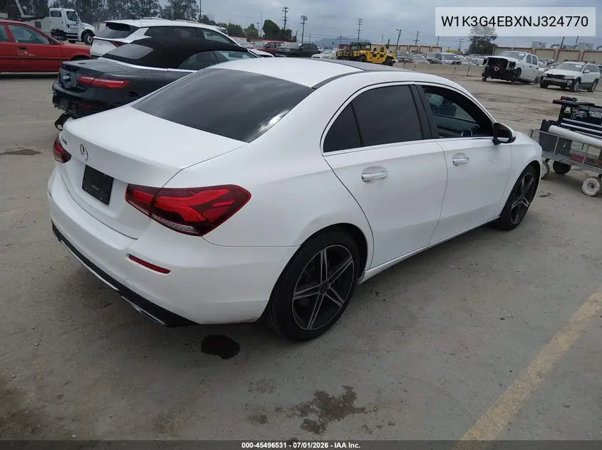 2022 Mercedes-Benz A 220 VIN: W1K3G4EBXNJ324770 Lot: 45496531