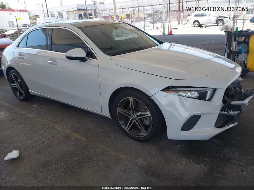 2022 Mercedes-Benz A 220 VIN: W1K3G4EBXNJ337065 Lot: 45502619