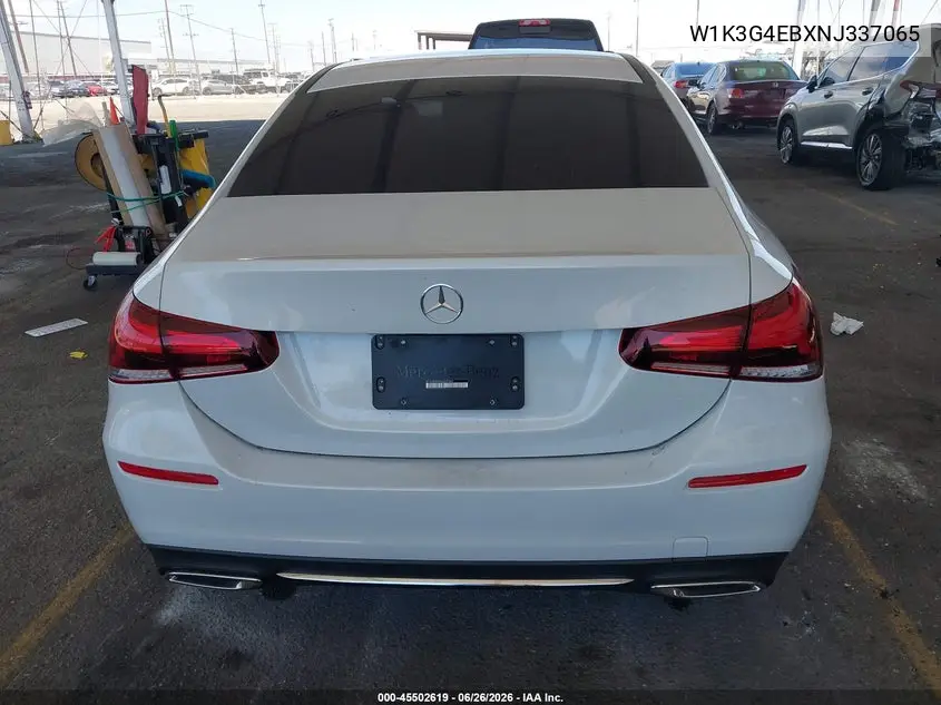 2022 Mercedes-Benz A 220 VIN: W1K3G4EBXNJ337065 Lot: 45502619