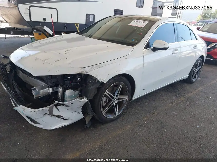 2022 Mercedes-Benz A 220 VIN: W1K3G4EBXNJ337065 Lot: 45502619
