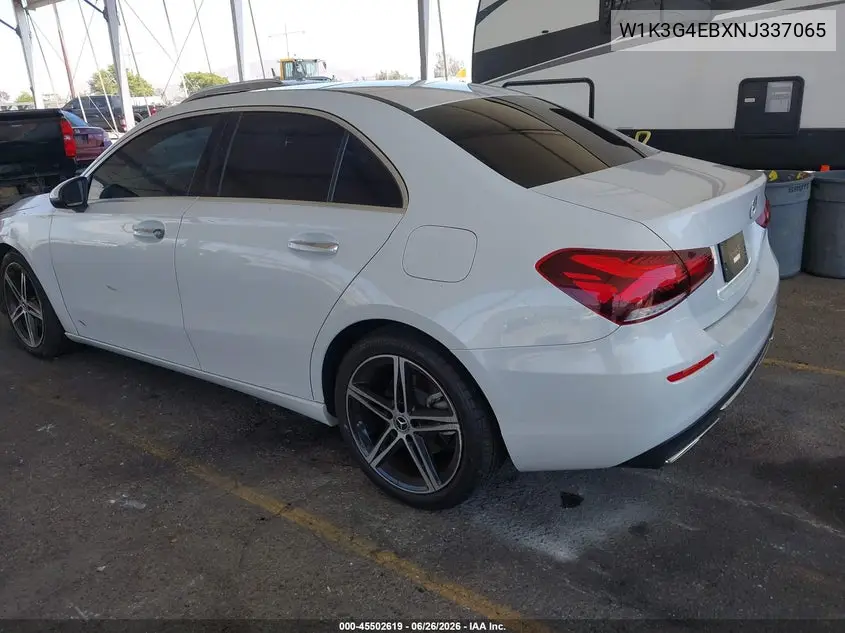 2022 Mercedes-Benz A 220 VIN: W1K3G4EBXNJ337065 Lot: 45502619