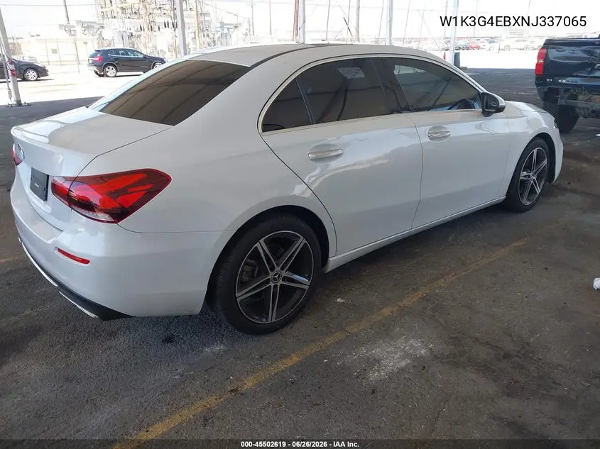 2022 Mercedes-Benz A 220 VIN: W1K3G4EBXNJ337065 Lot: 45502619