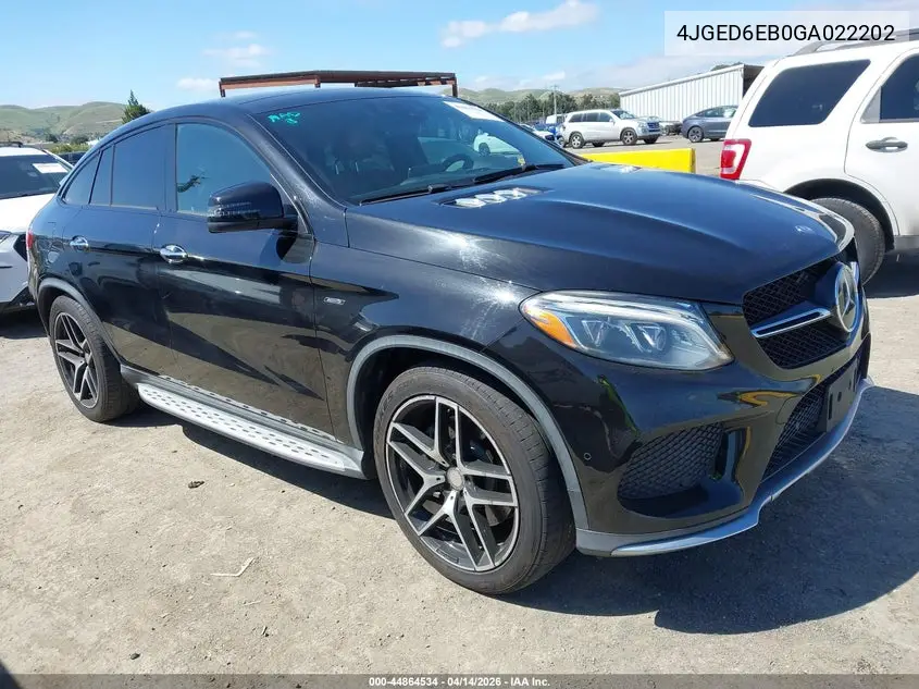 2016 Mercedes-Benz Gle 450 Amg Coupe 4Matic VIN: 4JGED6EB0GA022202 Lot: 44864534