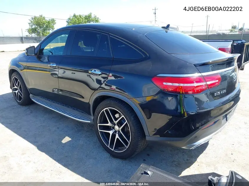 2016 Mercedes-Benz Gle 450 Amg Coupe 4Matic VIN: 4JGED6EB0GA022202 Lot: 44864534