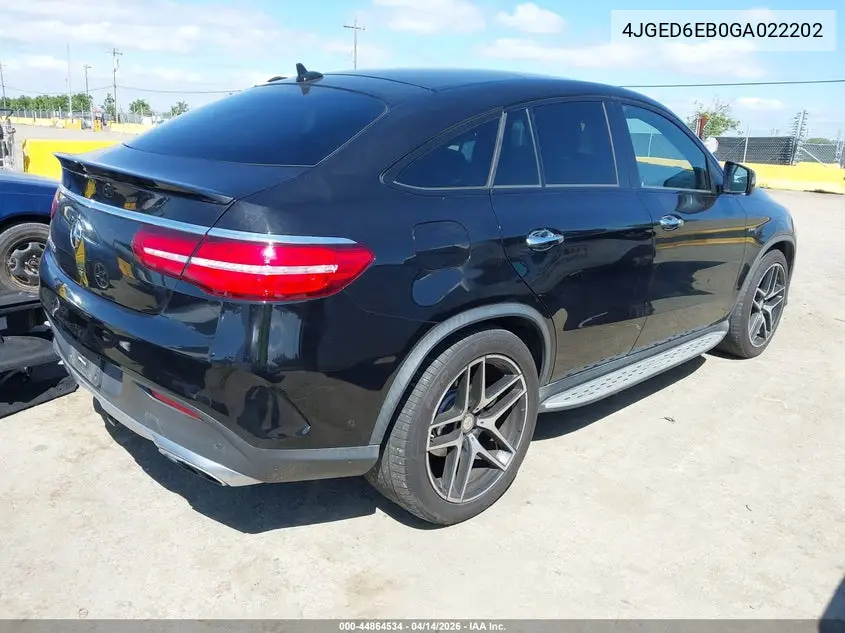 2016 Mercedes-Benz Gle 450 Amg Coupe 4Matic VIN: 4JGED6EB0GA022202 Lot: 44864534