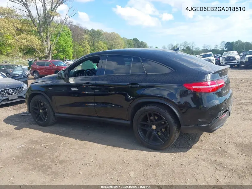 2016 Mercedes-Benz Gle 450 Amg Coupe 4Matic VIN: 4JGED6EB2GA018510 Lot: 45099287