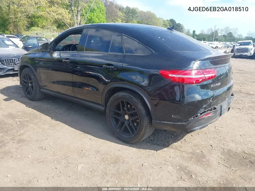 2016 Mercedes-Benz Gle 450 Amg Coupe 4Matic VIN: 4JGED6EB2GA018510 Lot: 45099287