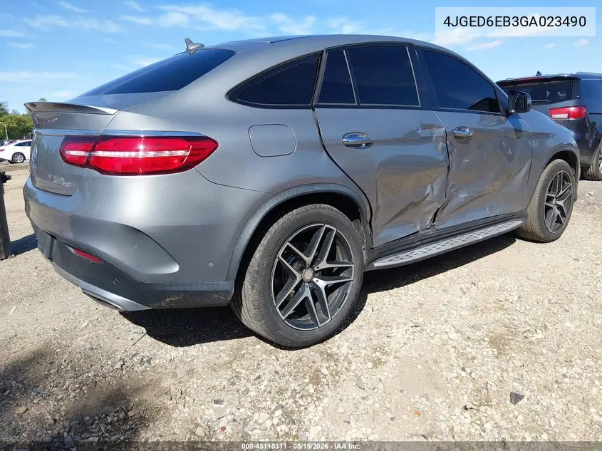 2016 Mercedes-Benz Gle 450 Amg Coupe 4Matic VIN: 4JGED6EB3GA023490 Lot: 45115311