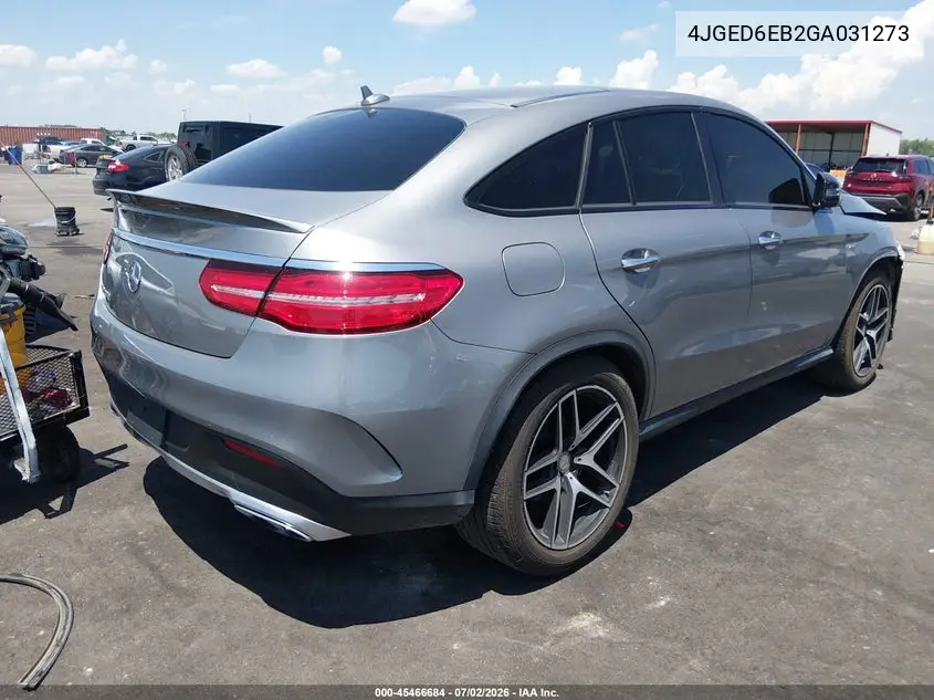 2016 Mercedes-Benz Gle 450 Amg Coupe 4Matic VIN: 4JGED6EB2GA031273 Lot: 45466684