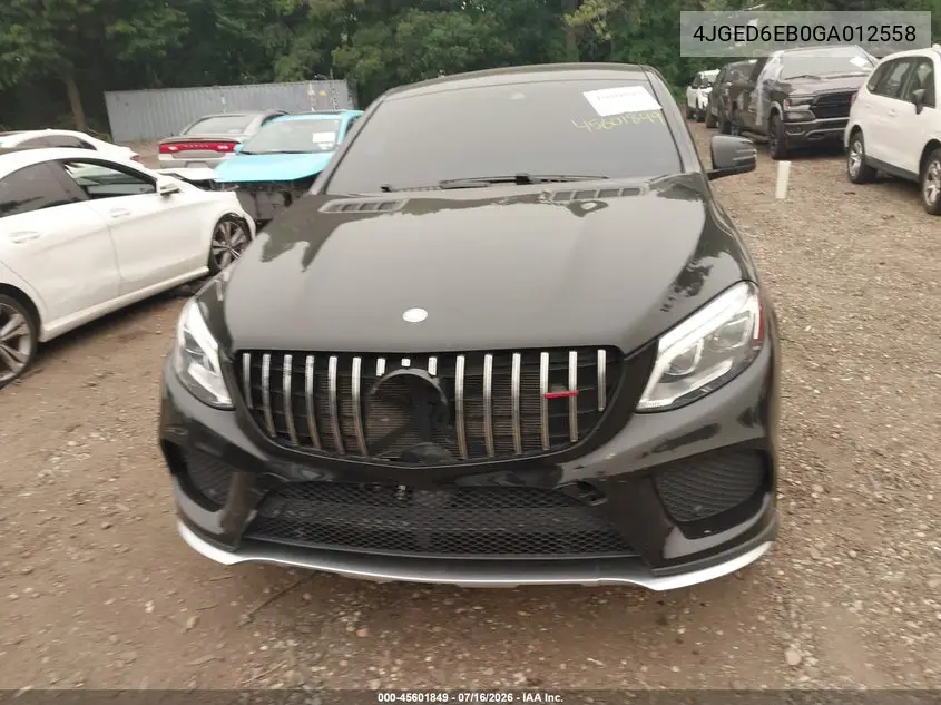 2016 Mercedes-Benz Gle 450 Amg Coupe 4Matic VIN: 4JGED6EB0GA012558 Lot: 45601849