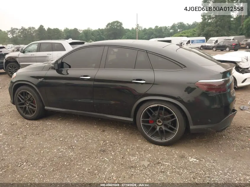 2016 Mercedes-Benz Gle 450 Amg Coupe 4Matic VIN: 4JGED6EB0GA012558 Lot: 45601849