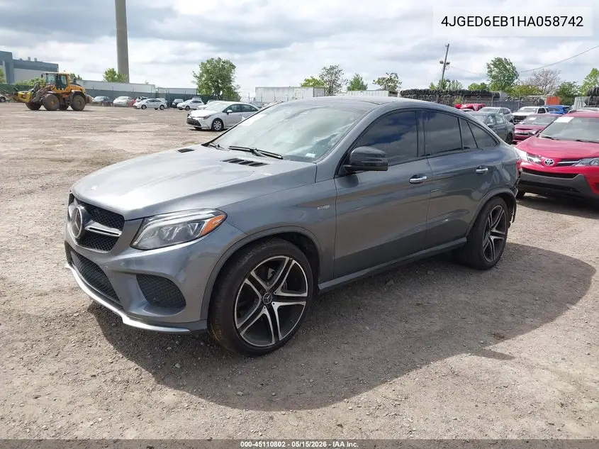 2017 Mercedes-Benz Amg Gle 43 Coupe 4Matic VIN: 4JGED6EB1HA058742 Lot: 45110802