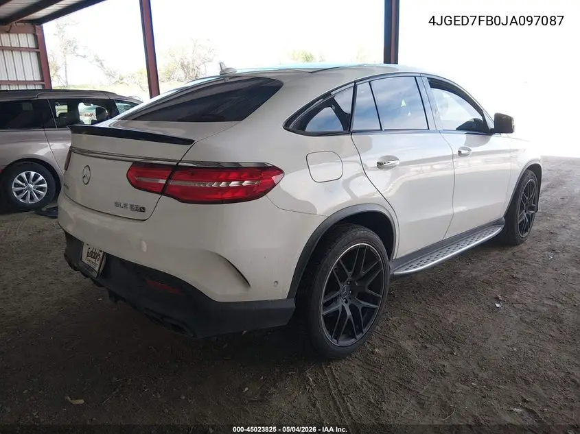2018 Mercedes-Benz Amg Gle 63 Coupe S 4Matic VIN: 4JGED7FB0JA097087 Lot: 45023825