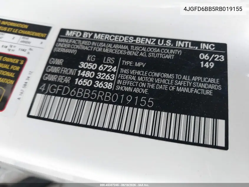 2024 Mercedes-Benz Amg Gle 53 Coupe 4Matic+ VIN: 4JGFD6BB5RB019155 Lot: 45387245