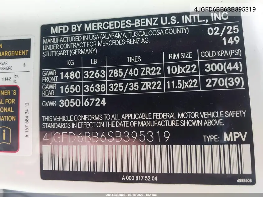 2025 Mercedes-Benz Amg Gle 53 Coupe 4Matic+ VIN: 4JGFD6BB6SB395319 Lot: 45383803