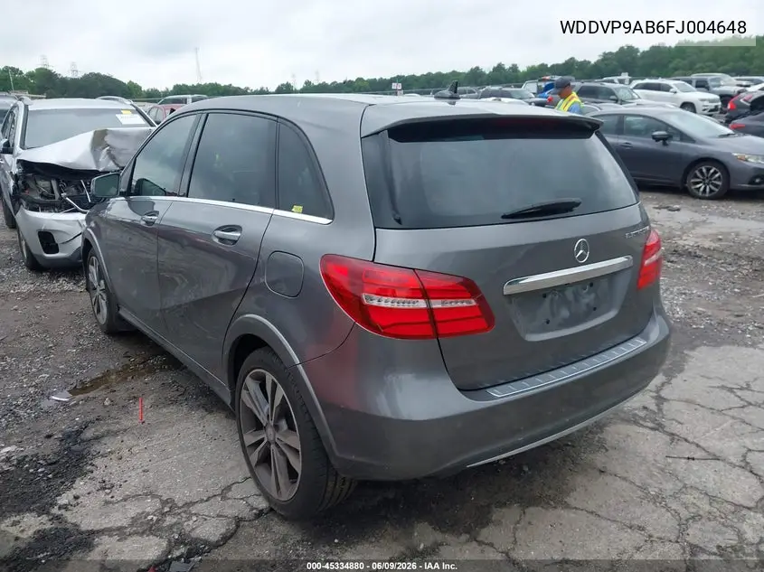 2015 Mercedes-Benz B-Class Electric Drive VIN: WDDVP9AB6FJ004648 Lot: 45334880