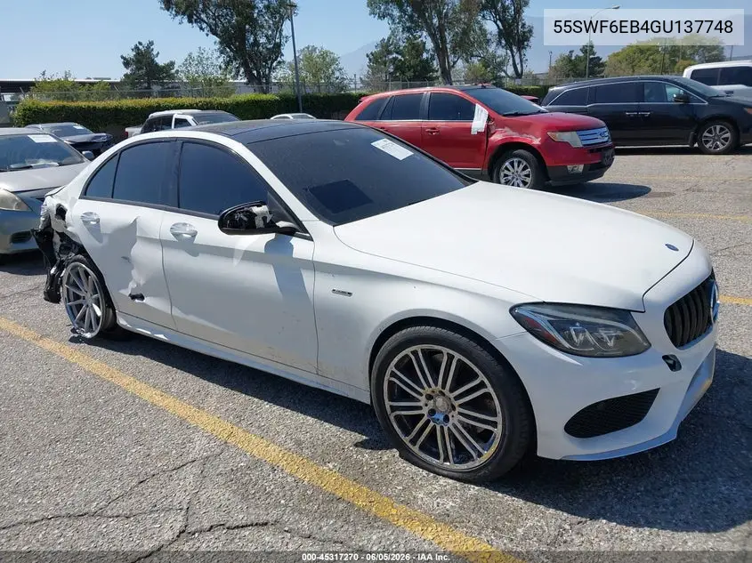2016 Mercedes-Benz C 450 Amg 4Matic VIN: 55SWF6EB4GU137748 Lot: 45317270