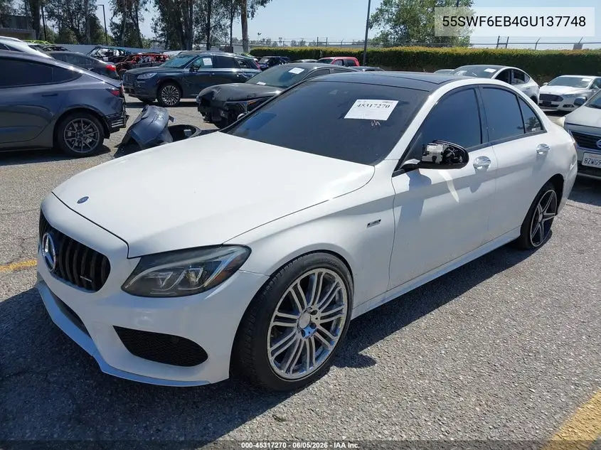 2016 Mercedes-Benz C 450 Amg 4Matic VIN: 55SWF6EB4GU137748 Lot: 45317270